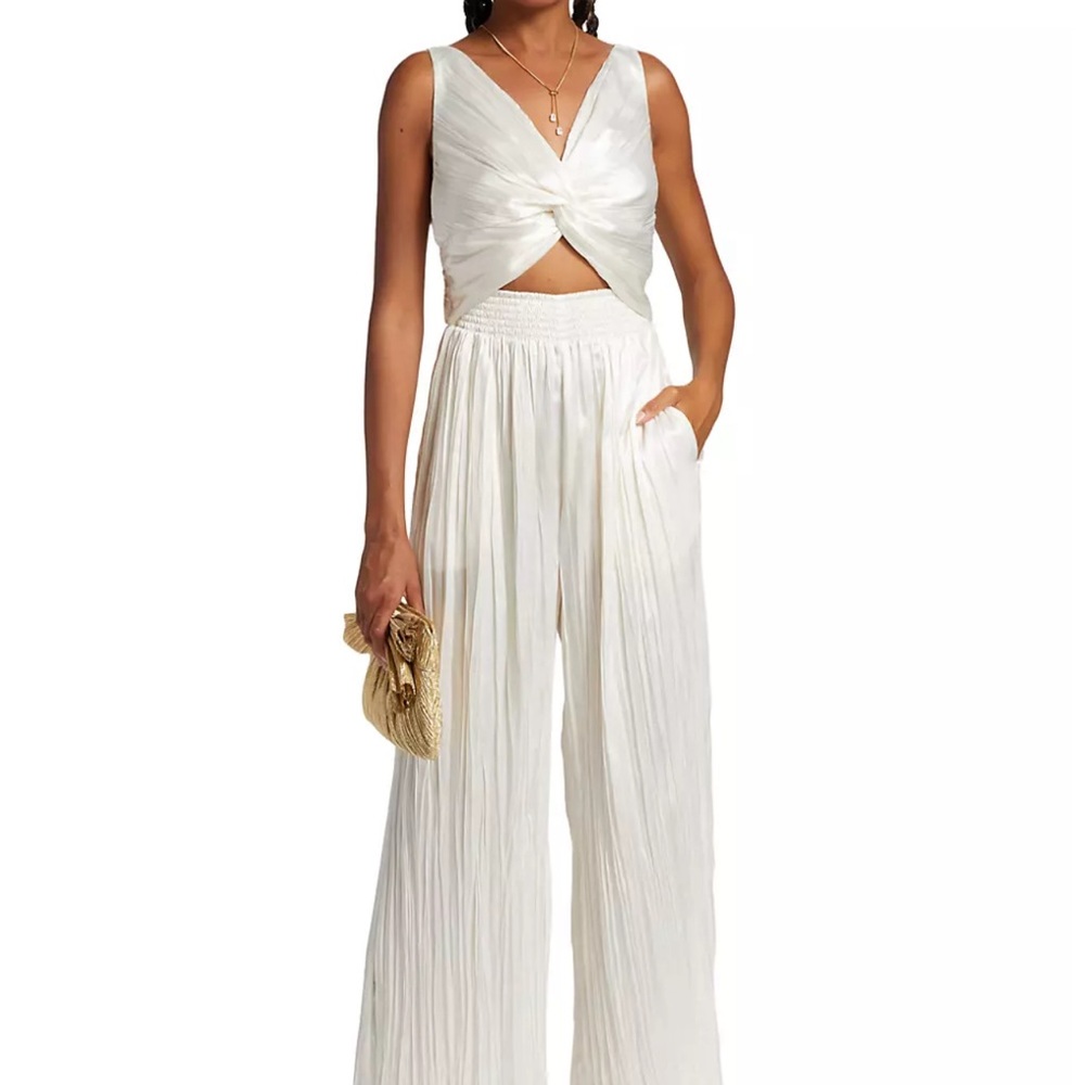 Ramy Brook White Sleeveless Twist-Front Jumpsuit